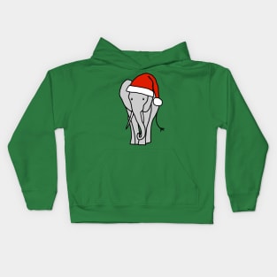 Grey Elephant in a Christmas Santa Hat Kids Hoodie